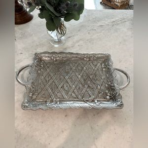 R.H. Macy silver toned vintage  tray.